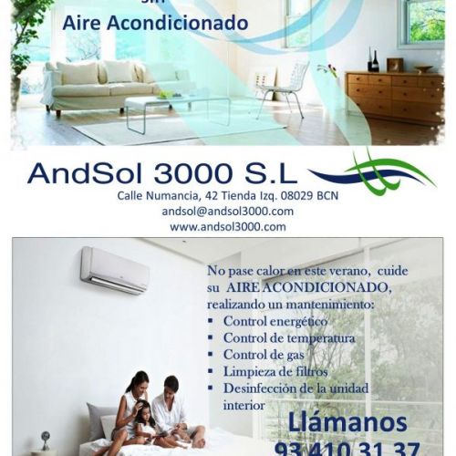 Cartel promocional con los servicios de aire acondicionado